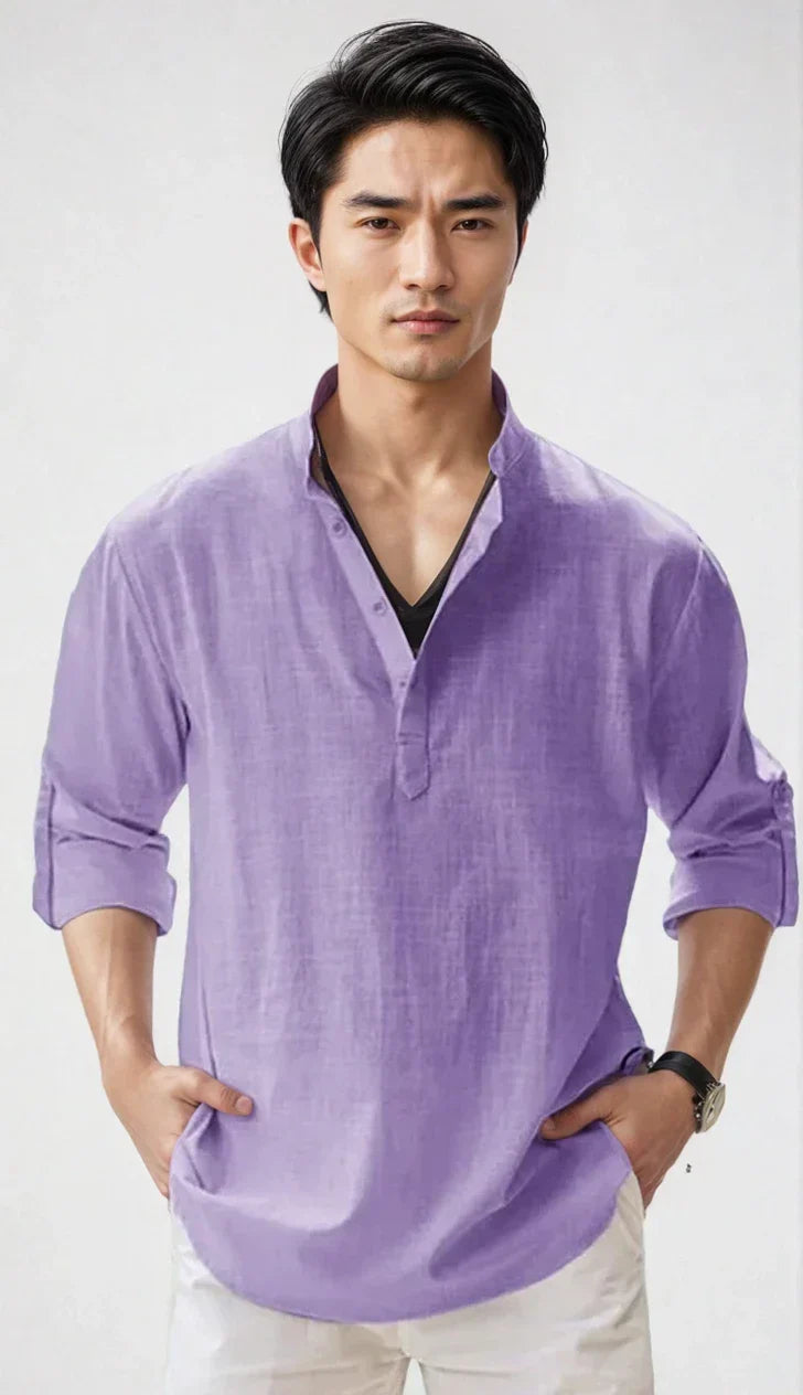 Chemise en lin pour homme – estivale et moderne - Violet