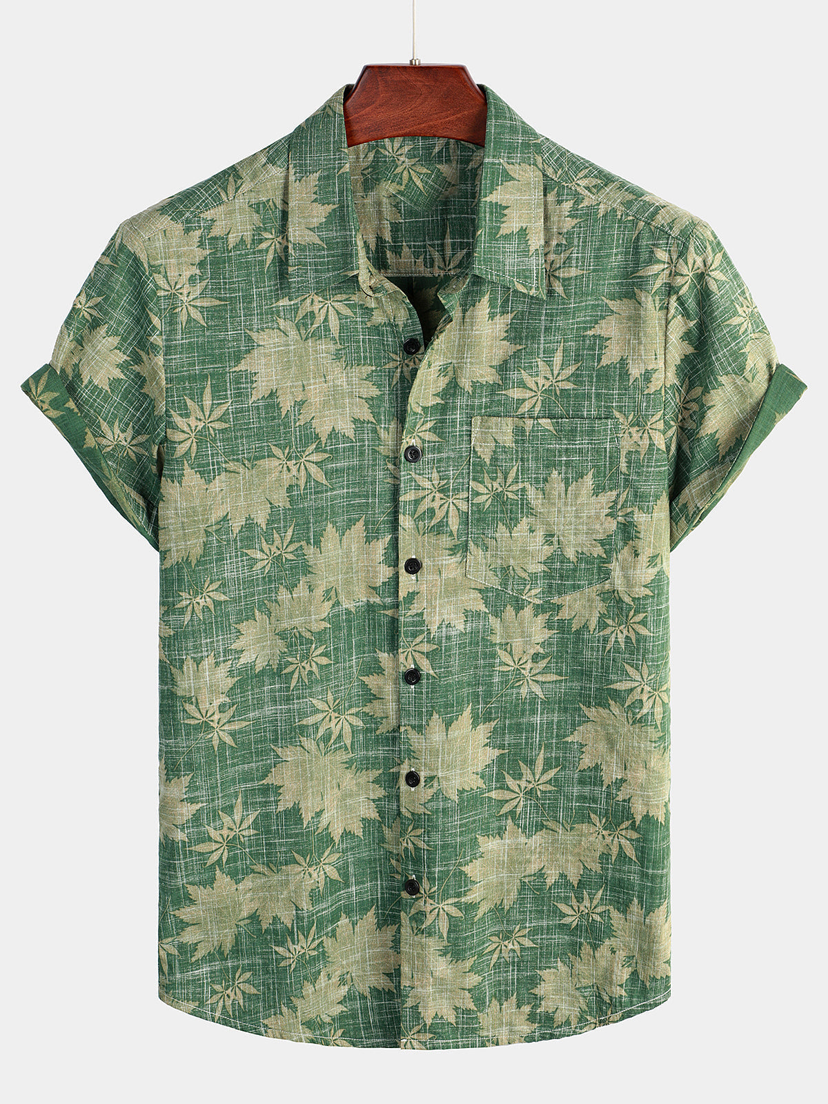 Chemise hawaïenne en coton pour homme à manches courtes - Vert