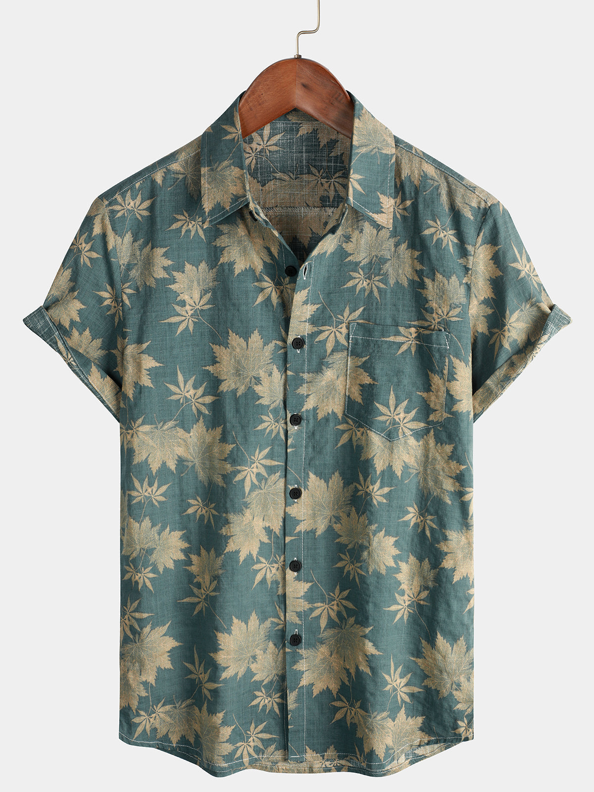 Chemise hawaïenne en coton pour homme à manches courtes - Vert armée