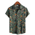 Chemise hawaïenne en coton pour homme à manches courtes - Vert foncé
