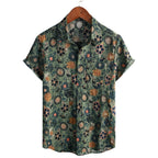 Chemise hawaïenne en coton pour homme à manches courtes - Vert foncé
