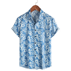 Chemise hawaïenne pour homme à manches courtes et motif fleuri - Bleu