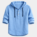 Chemise homme à capuche boutonnée - Bleu