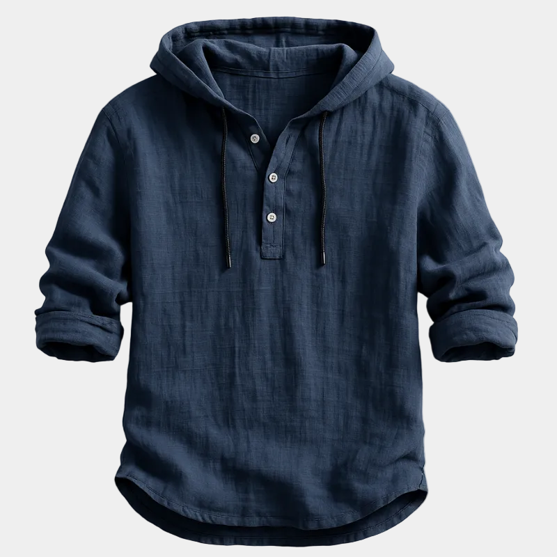 Chemise homme à capuche boutonnée - Bleu marine