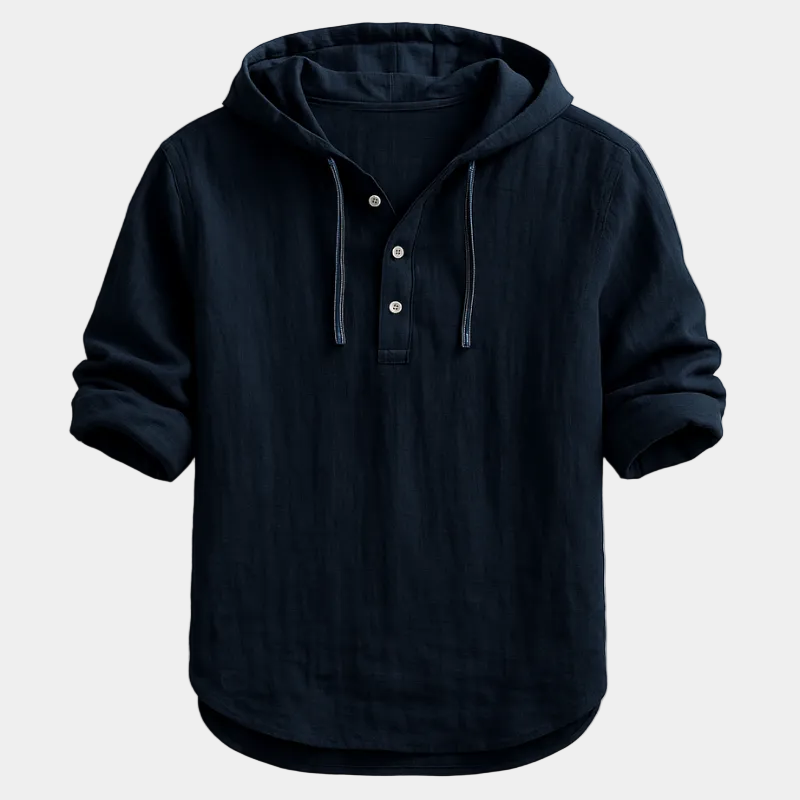 Chemise homme à capuche boutonnée - Noir