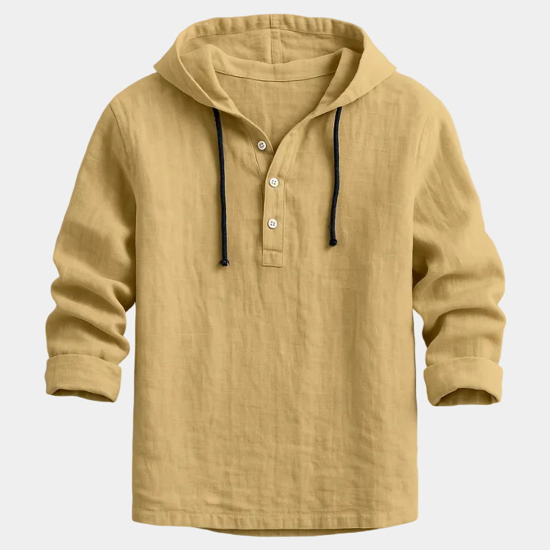 Chemise homme à capuche boutonnée - Sable