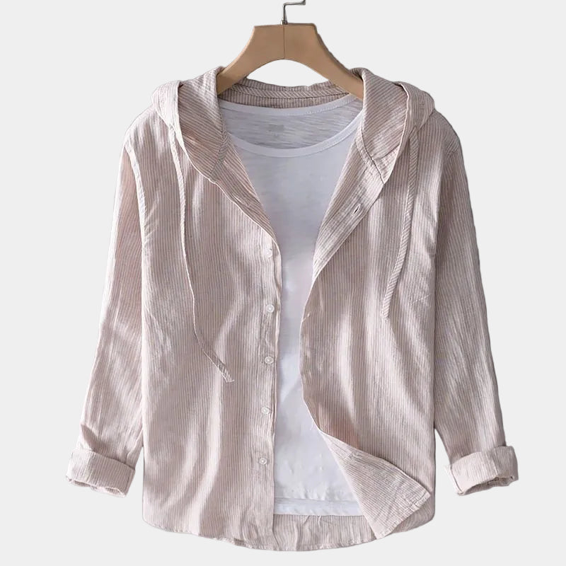 Chemise homme à capuche rayée - Abricot