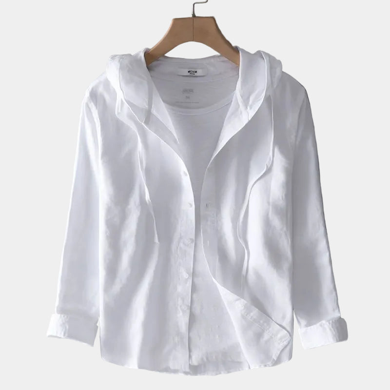 Chemise homme à capuche rayée - Blanc