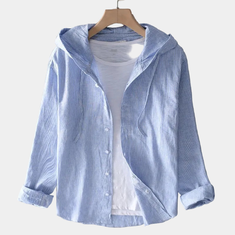 Chemise homme à capuche rayée - Bleu