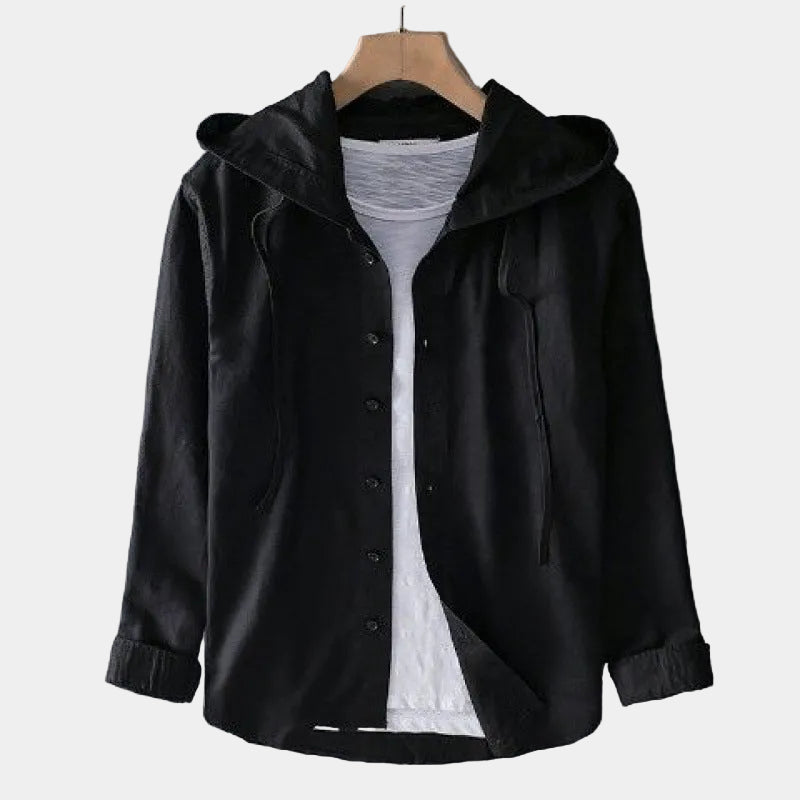 Chemise homme à capuche rayée - Noir