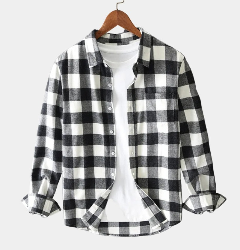 Chemise homme à carreaux boutonnée - Noir