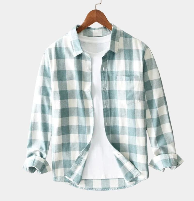 Chemise homme à carreaux boutonnée - Vert