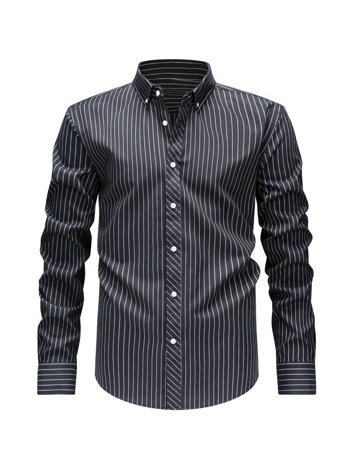 Chemise homme à fines rayures - Noir