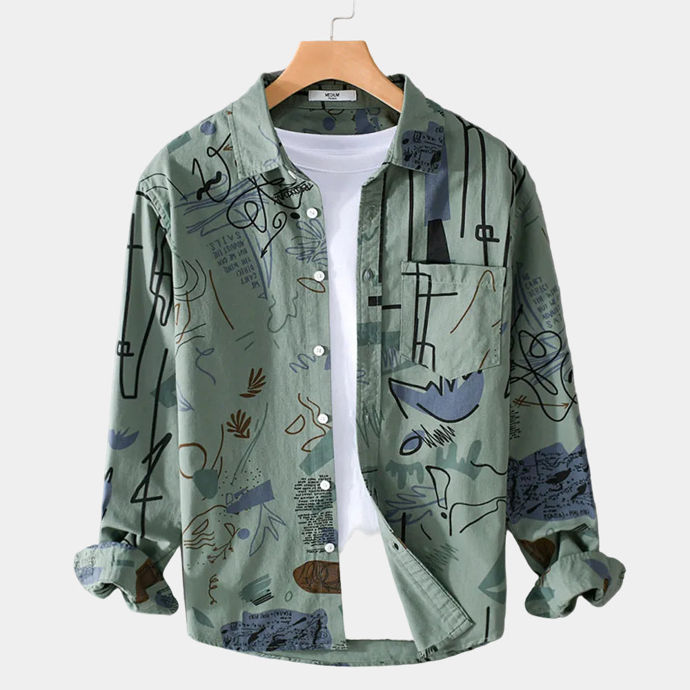 Chemise homme à imprimé artistique - Vert