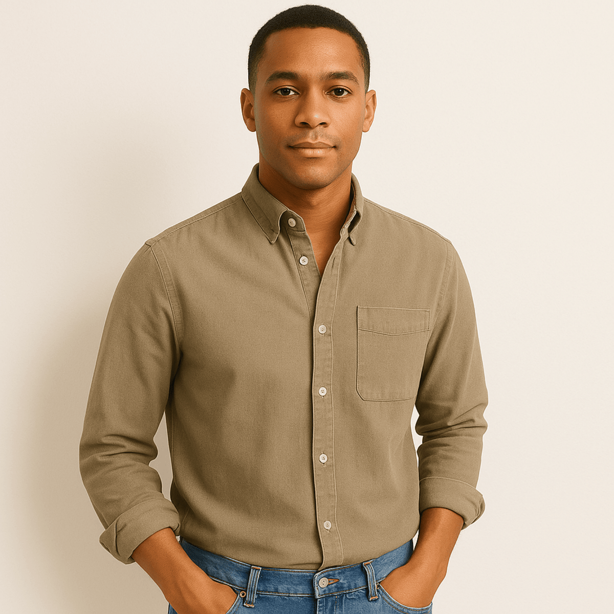 Chemise homme à manches longues et col classique - image 3