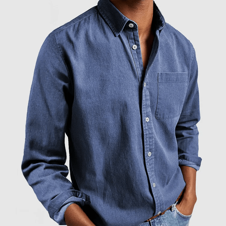 Chemise homme à manches longues et col classique - Bleu