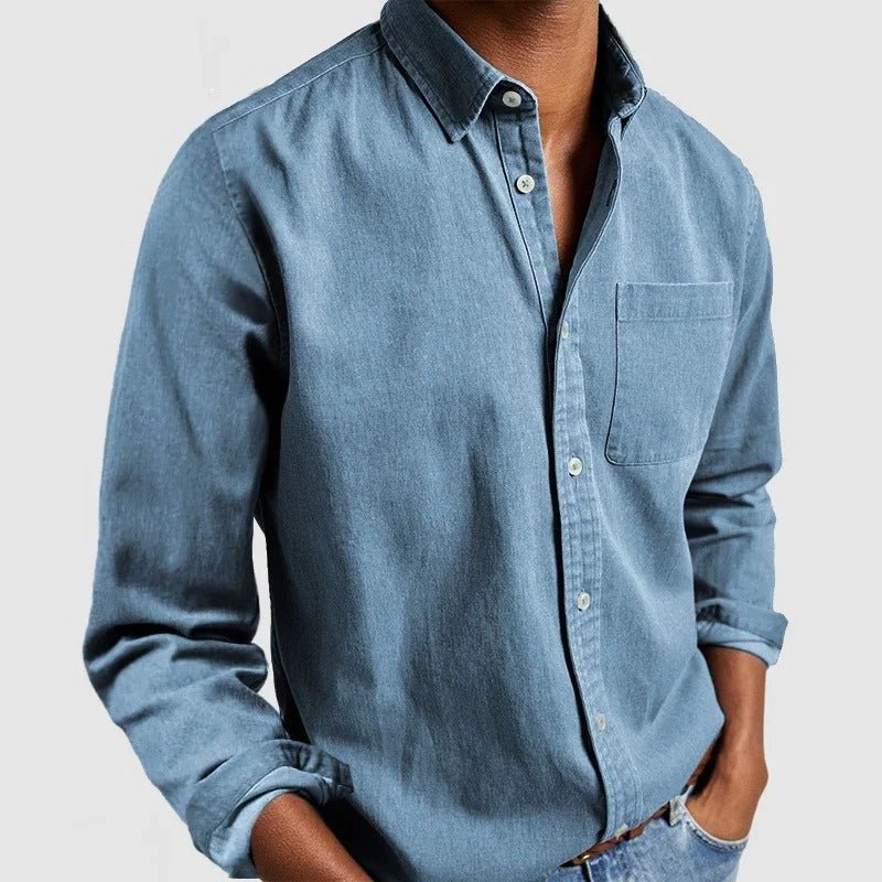 Chemise homme à manches longues et col classique - Bleu clair