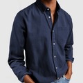 Chemise homme à manches longues et col classique - Bleu marine