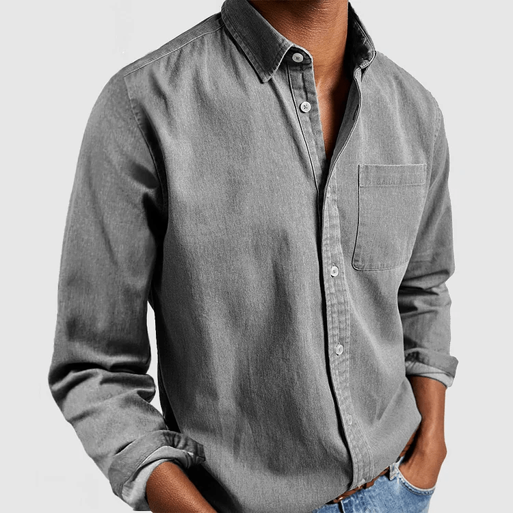 Chemise homme à manches longues et col classique - Gris