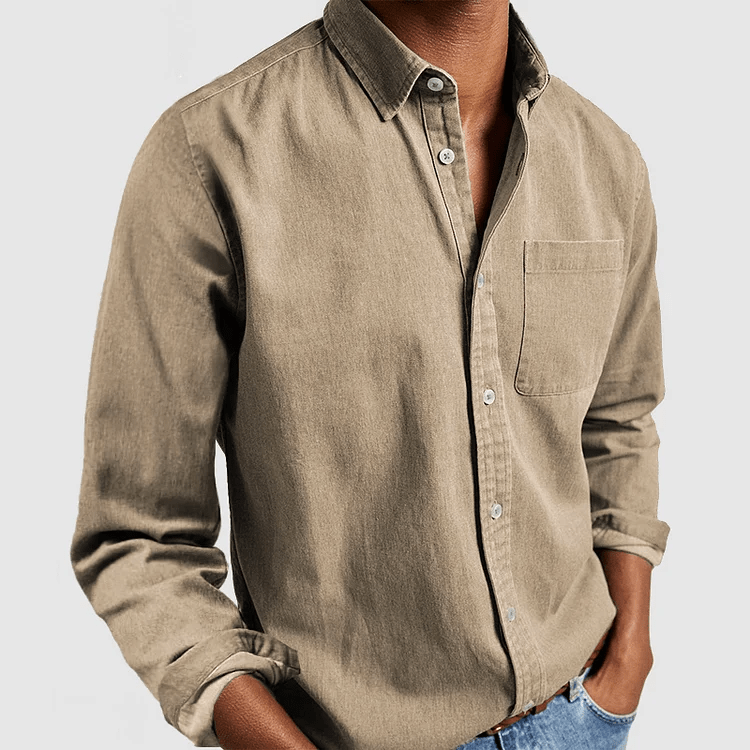 Chemise homme à manches longues et col classique - Kaki