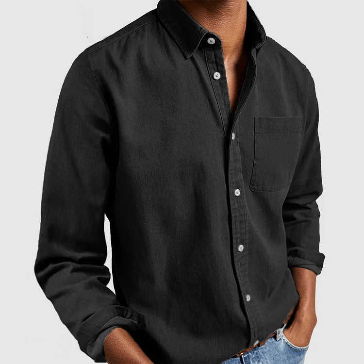 Chemise homme à manches longues et col classique - Noir