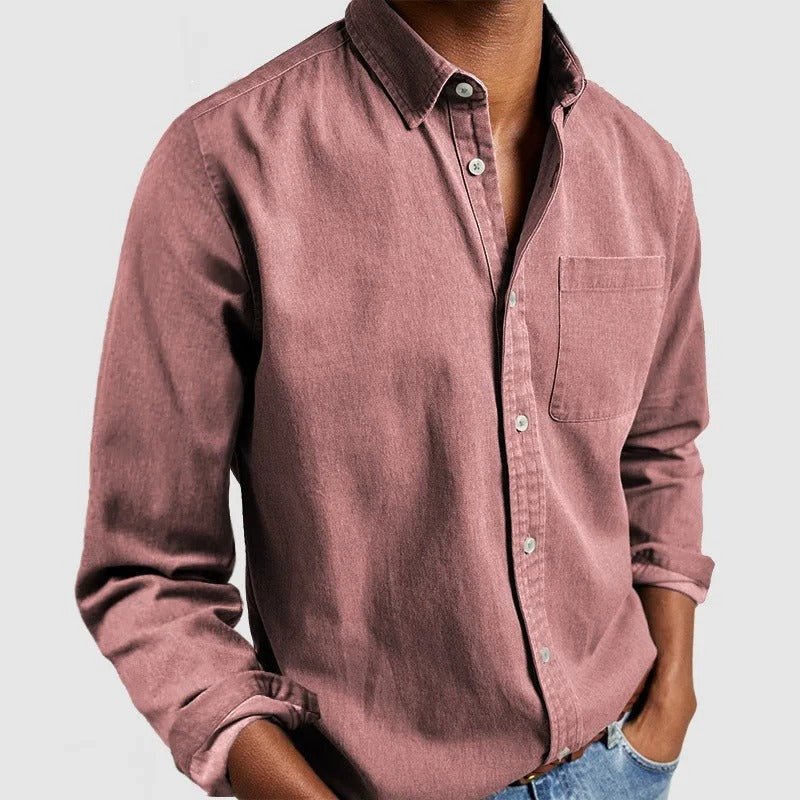 Chemise homme à manches longues et col classique - Rose