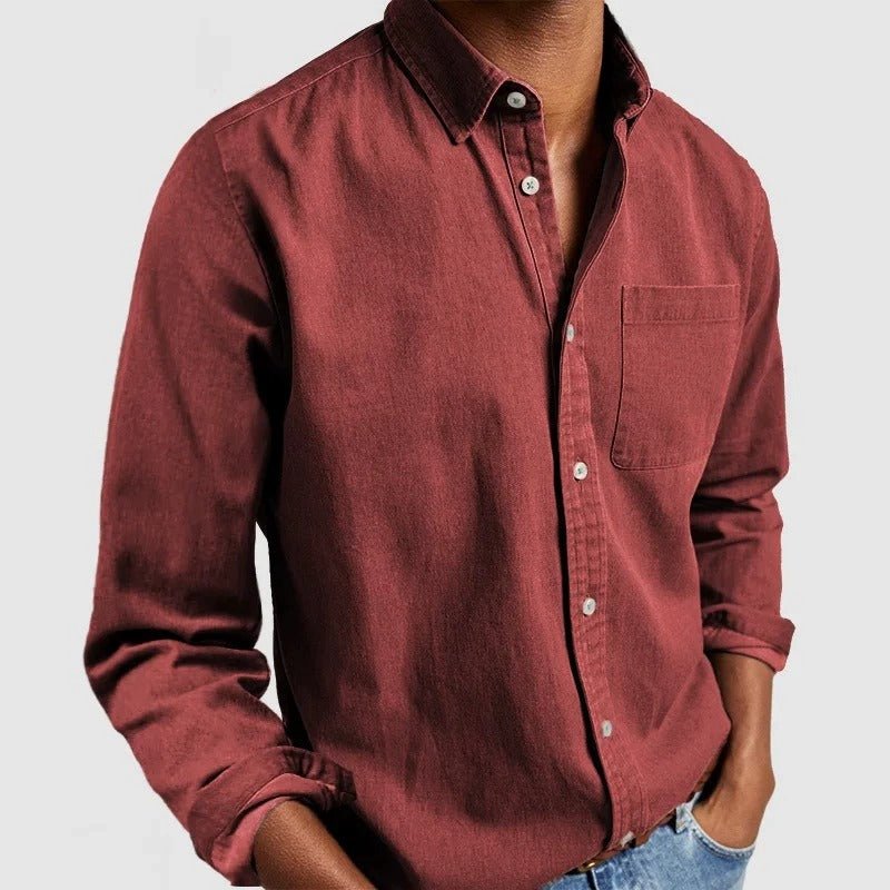 Chemise homme à manches longues et col classique - Rouge