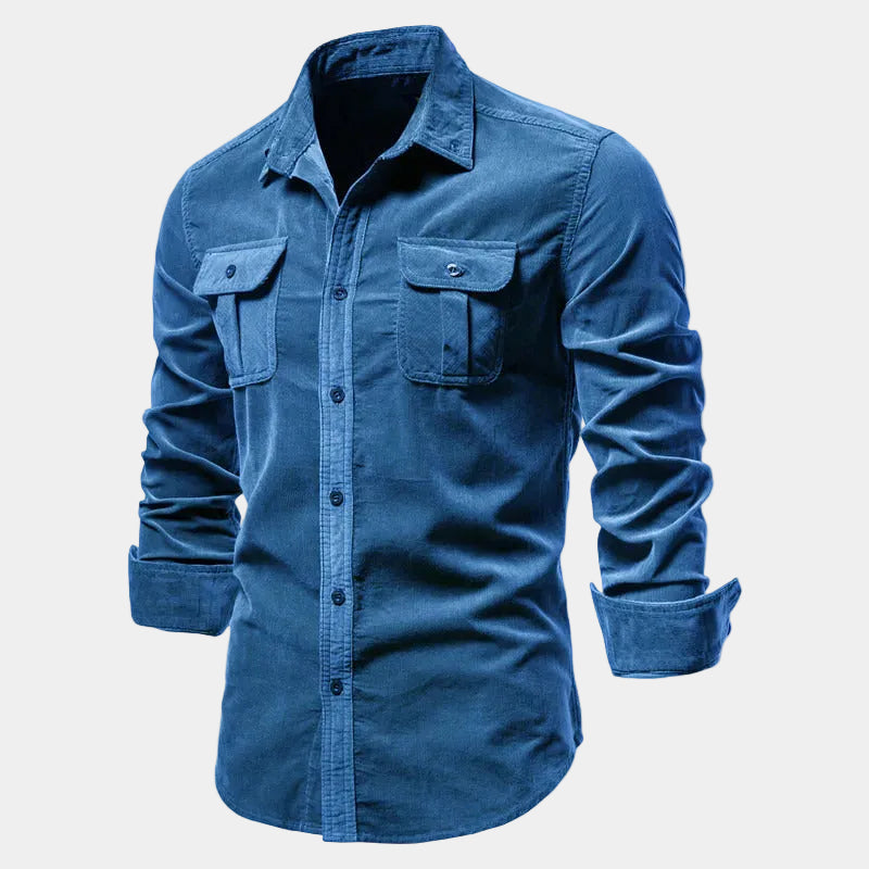 Chemise homme à poches boutonnée - Bleu