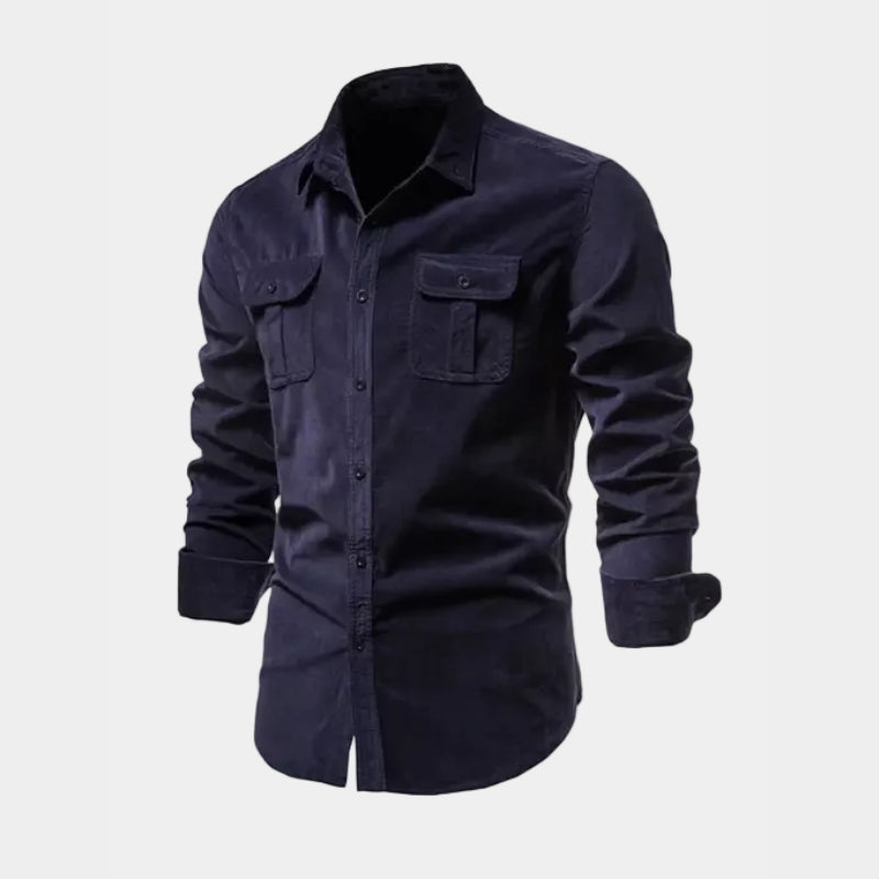 Chemise homme à poches boutonnée - Bleu marine