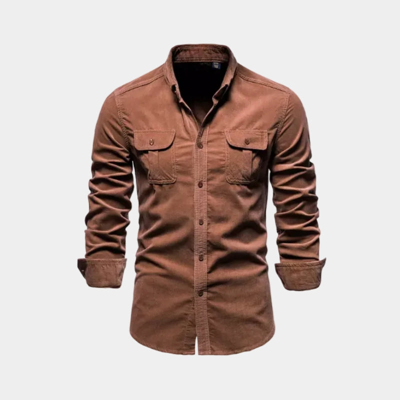 Chemise homme à poches boutonnée - Marron foncé