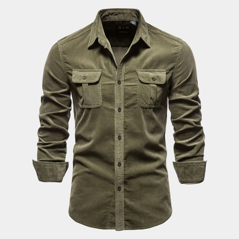 Chemise homme à poches boutonnée - Vert militaire