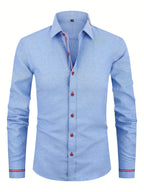 Chemise homme à poignets rayés - Bleu clair