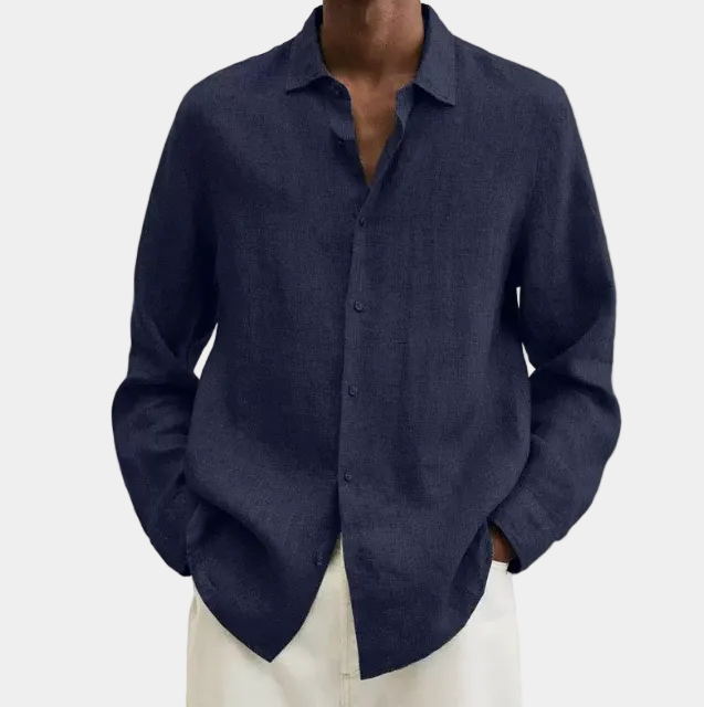 Chemise homme bas arrondi - Bleu marine