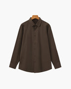 Chemise homme boutonnée col classique - Marron foncé