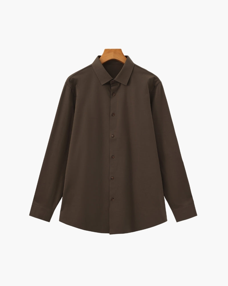Chemise homme boutonnée col classique - Marron foncé