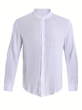Chemise homme boutonnée col mao - Blanc