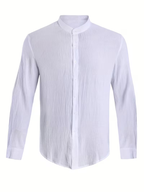 Chemise homme boutonnée col mao - Blanc