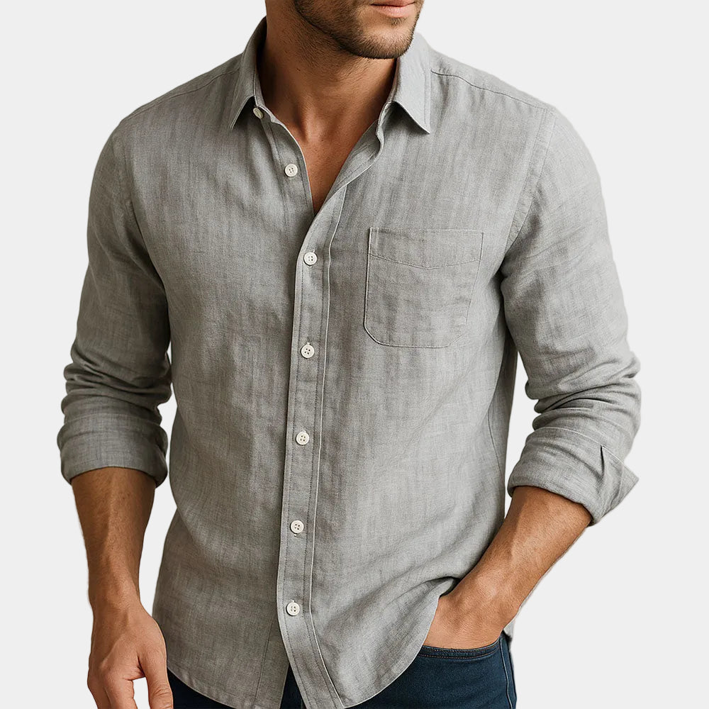 Chemise homme boutonnée manches longues - Gris