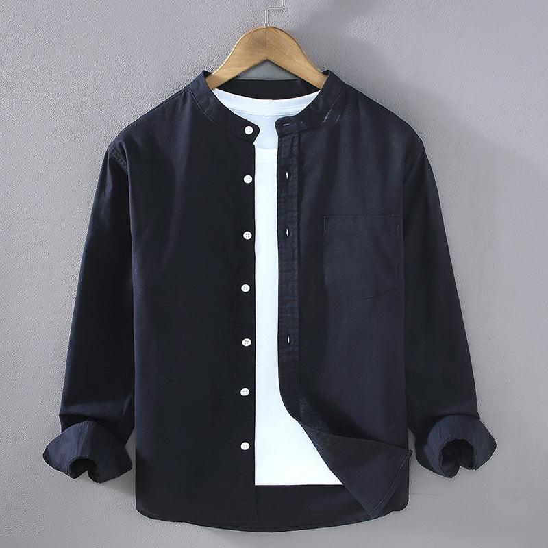 Chemise homme boutonnée poche poitrine - Bleu marine