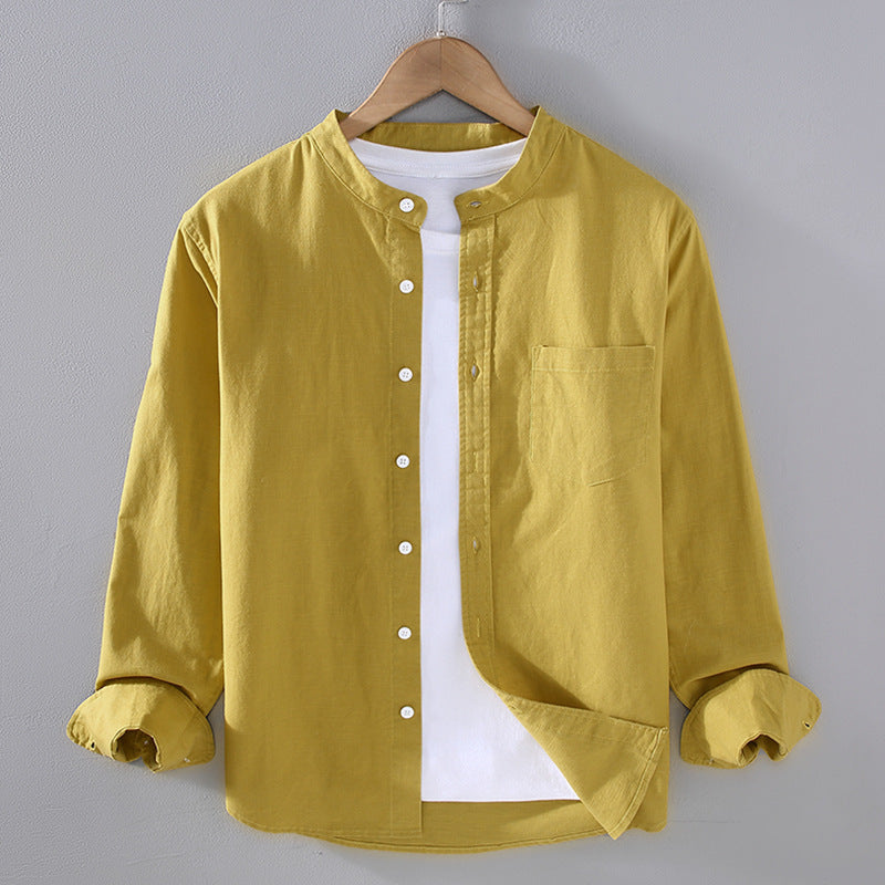 Chemise homme boutonnée poche poitrine - Jaune