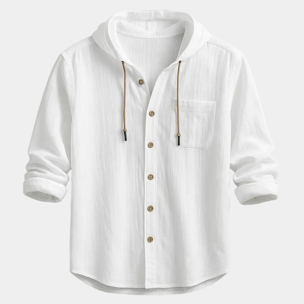 Chemise homme capuche boutonnée - Blanc