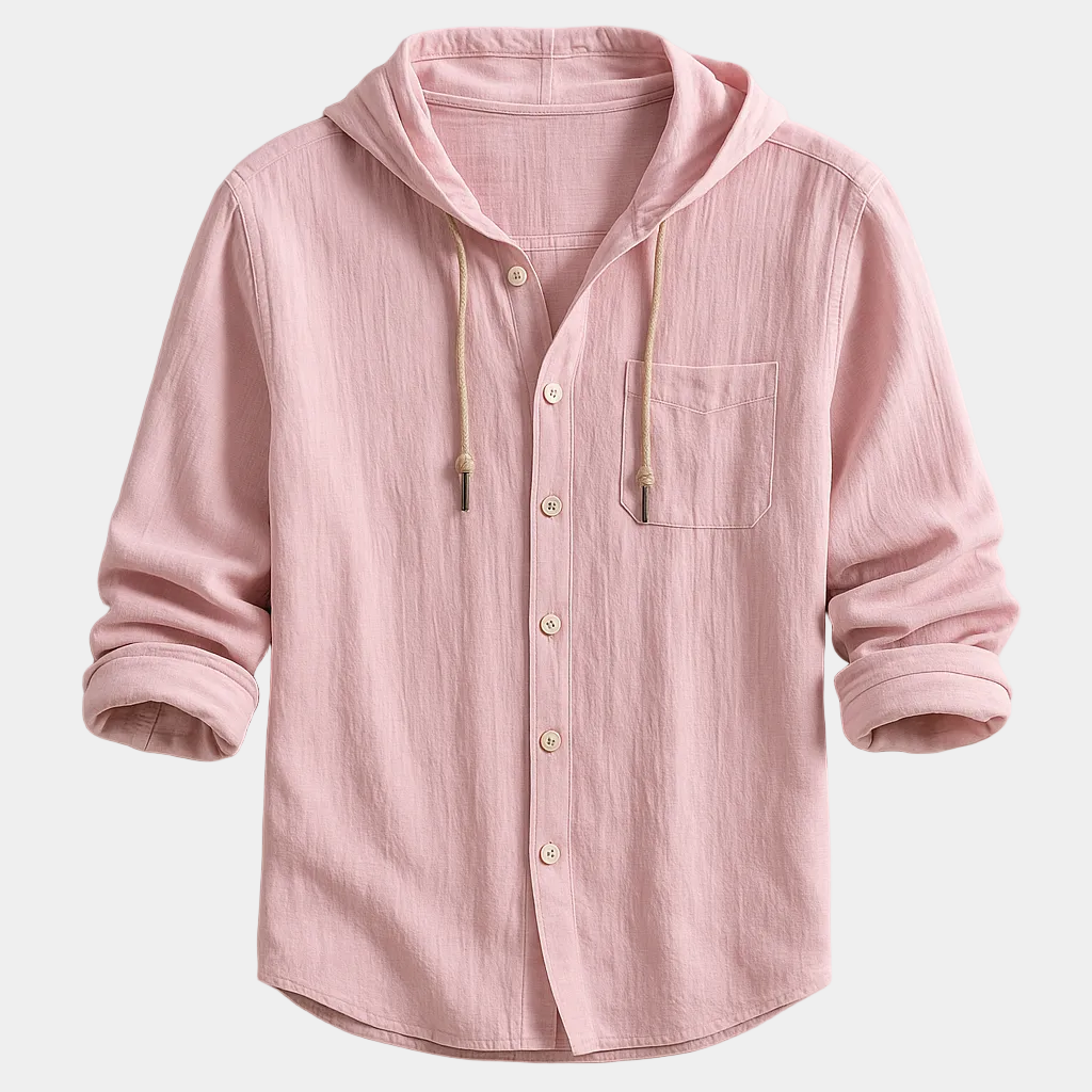 Chemise homme capuche boutonnée - Rose