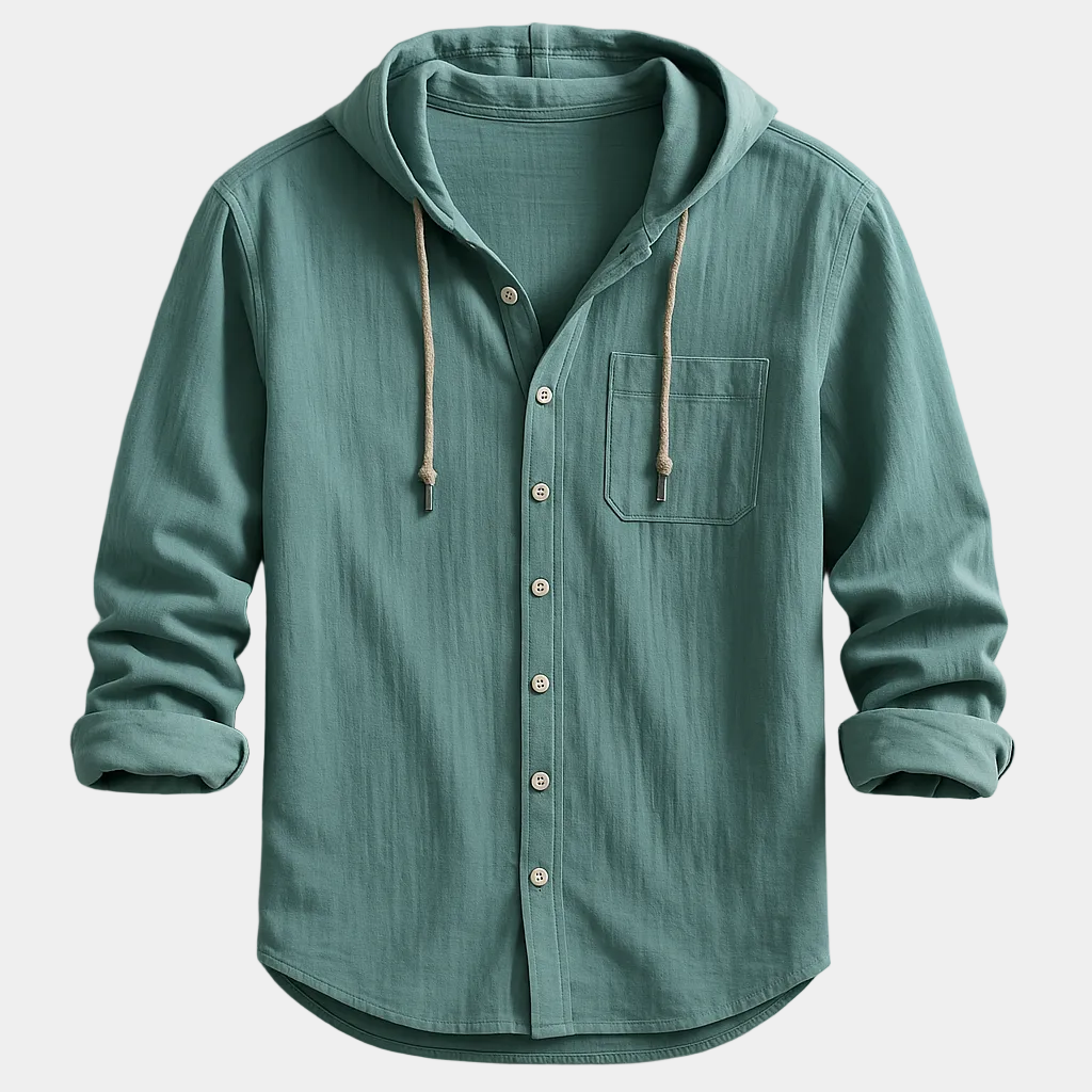 Chemise homme capuche boutonnée - Vert