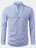 Chemise homme col droit rayée - Bleu clair