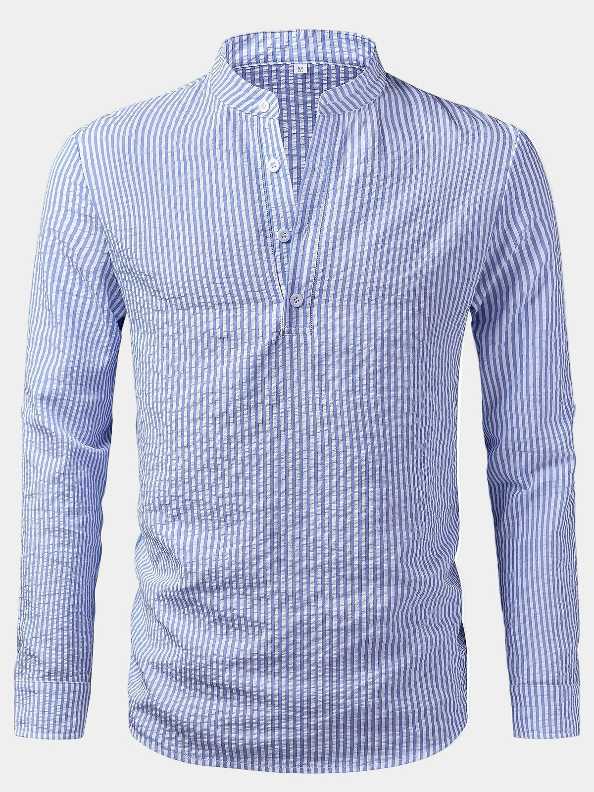 Chemise homme col droit rayée - Bleu clair
