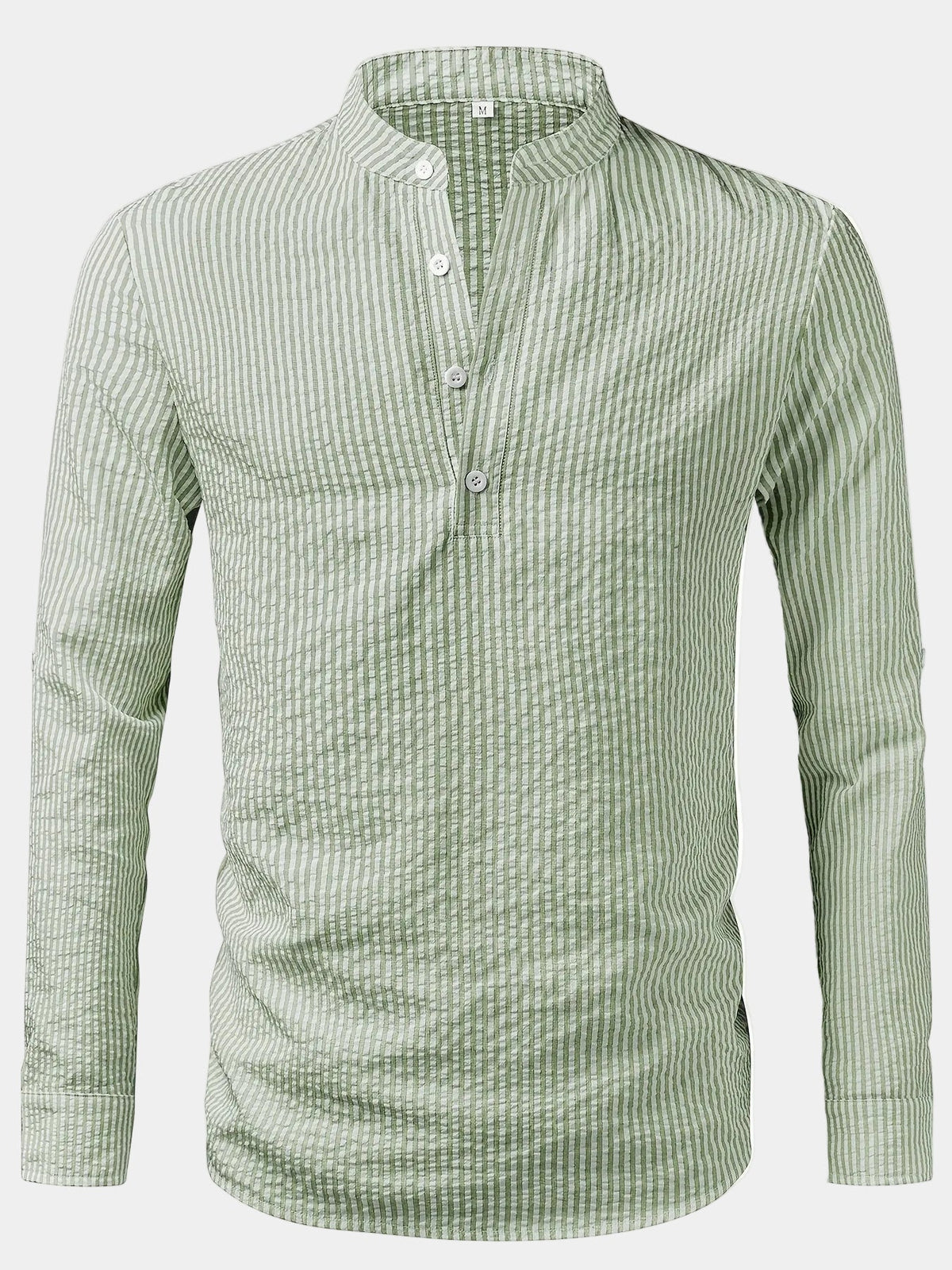Chemise homme col droit rayée - Vert clair