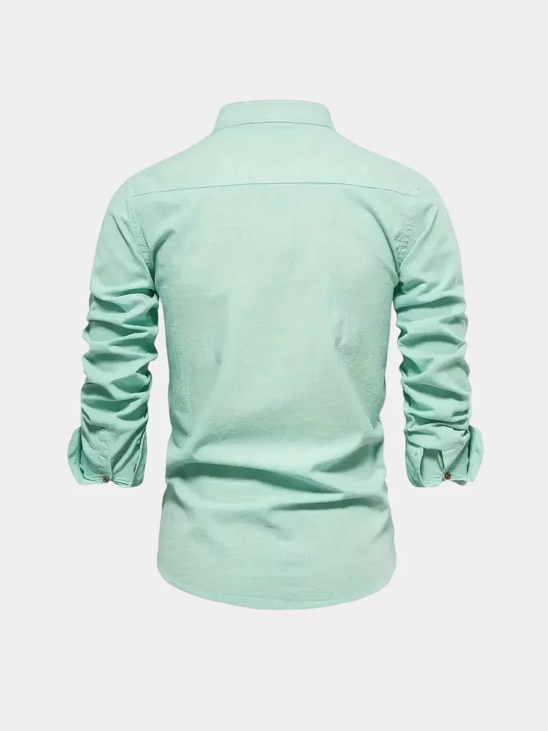 Chemise homme col mao boutonnée - image 9