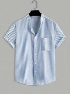 Chemise homme col mao rayée - image 2