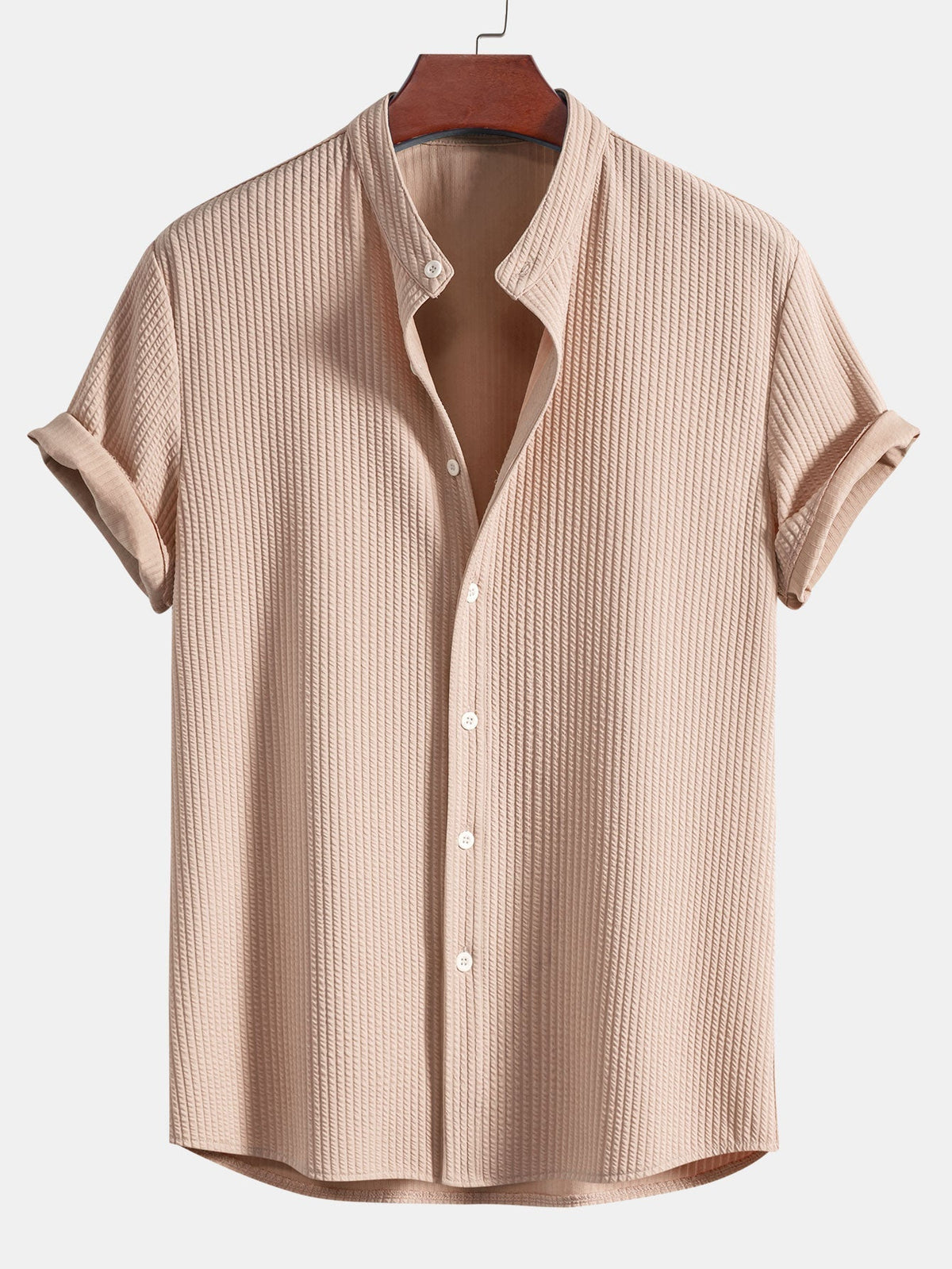 Chemise homme col mao texturée - Bronzé