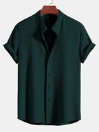 Chemise homme col mao texturée - Vert foncé